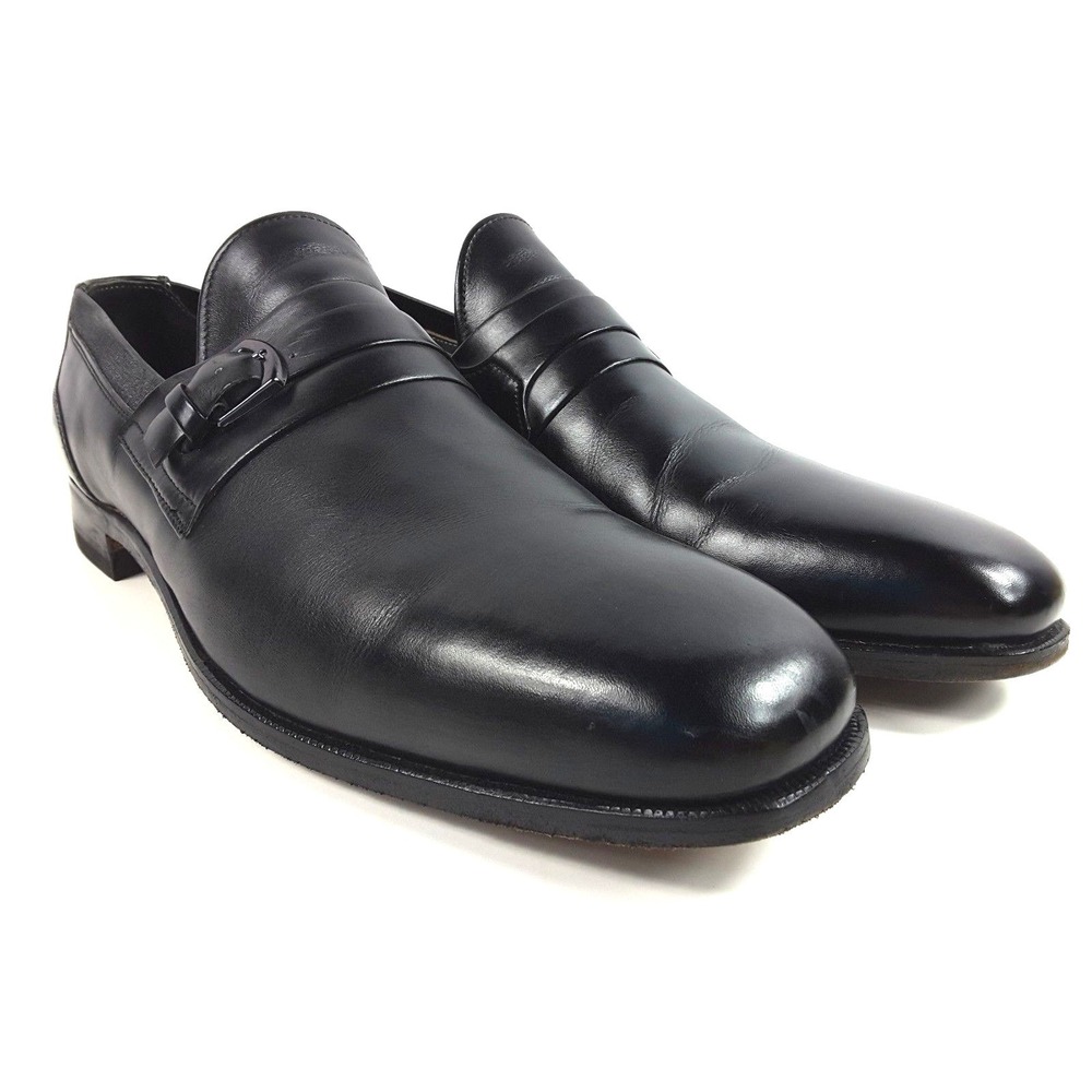 Breather Wright Men's Sz 11.5 A Black Leather Dress Loafer Horse‎ Bit Shoes